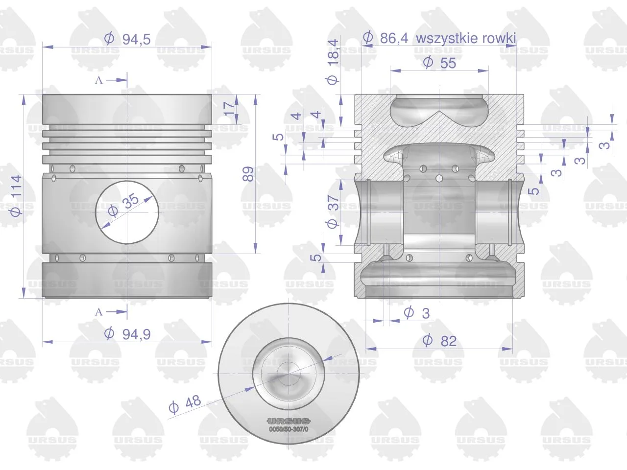 Zestaw naprawczy silnika 55110018 950116 C-360 (komplet) ORYGINAŁ URSUS - obrazek 2