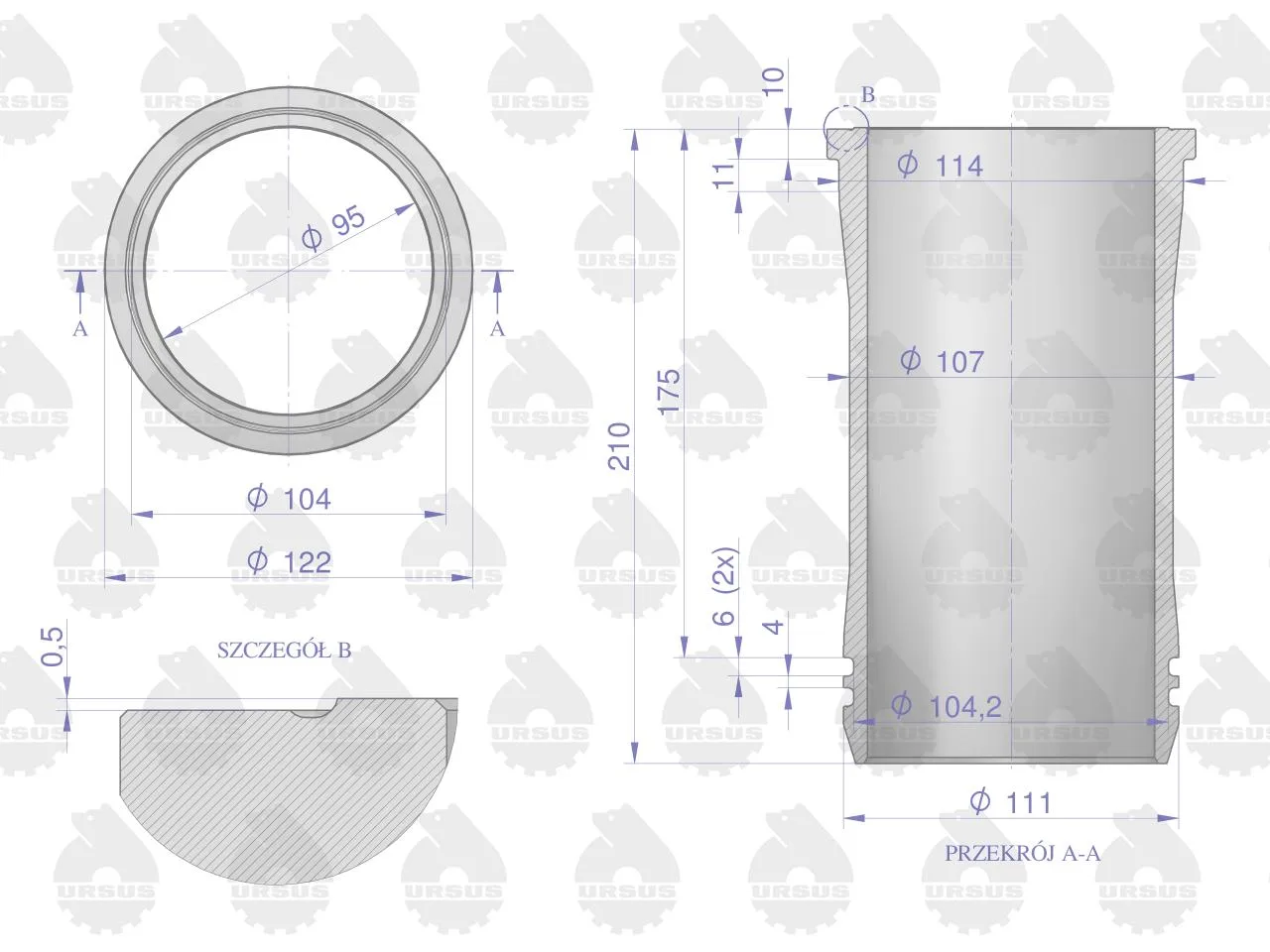 Zestaw naprawczy silnika 55110018 950116 C-360 (komplet) ORYGINAŁ URSUS - obrazek 3