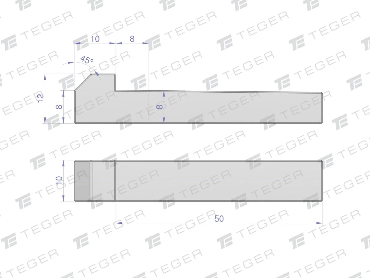 Klin z noskiem 10x8x50 TEGER, (sprzedawane po 5) - obrazek 2