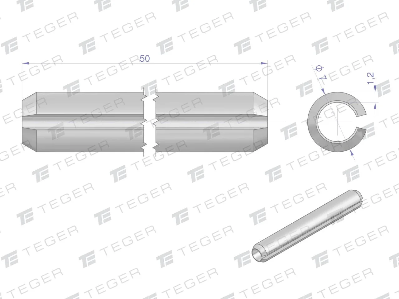 Kołek sprężysty 7x50 TEGER, (sprzedawane po 10) - obrazek 2