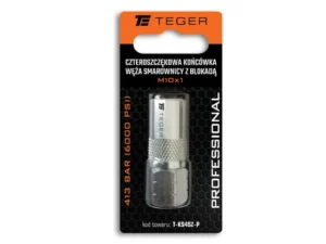 Czteroszczękowa końcówka węża smarownicy z blokadą M10x1. 413 BAR (6000 PSI) Professional TEGER