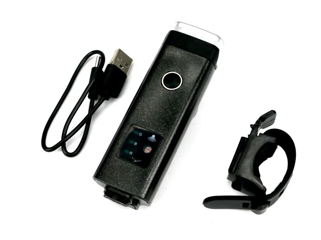 Zestaw lamp rowerowych, latarka LED przednia 2000 mAh i latarka LED tylna 150mAh ładowane USB z klaksonem Teger - obrazek 7