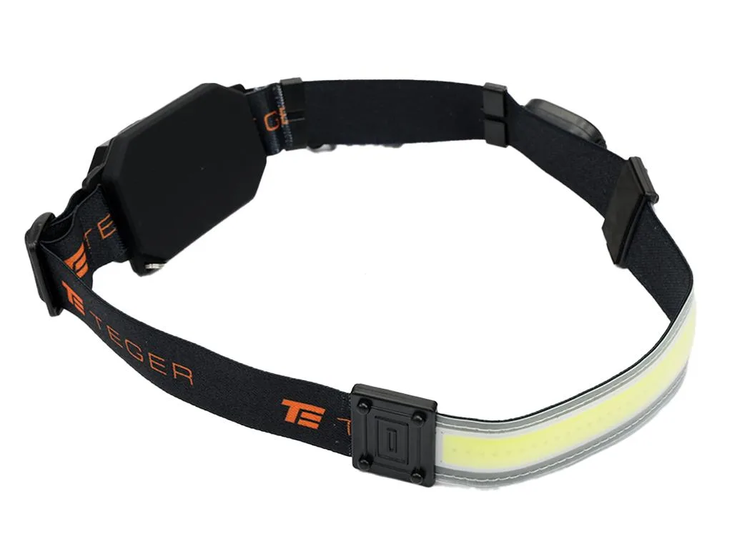 Latarka czołówka, paskowa SOFT LED COB 450lm z funkcją RED z tyłu ładowana USB, Teger - obrazek 2