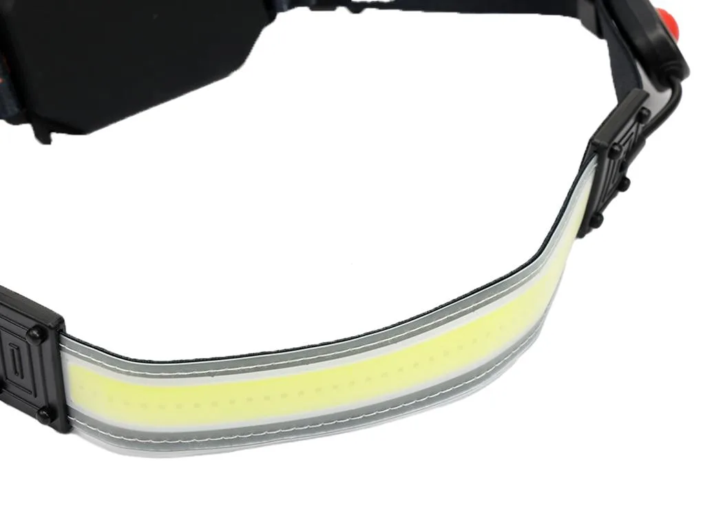 Latarka czołówka, paskowa SOFT LED COB 450lm z funkcją RED z tyłu ładowana USB, Teger - obrazek 3