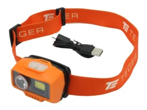 Latarka czołówka LED COB, 500 Lm uruchamiana gestem akumuator 1400 mAh ładowana USB Teger