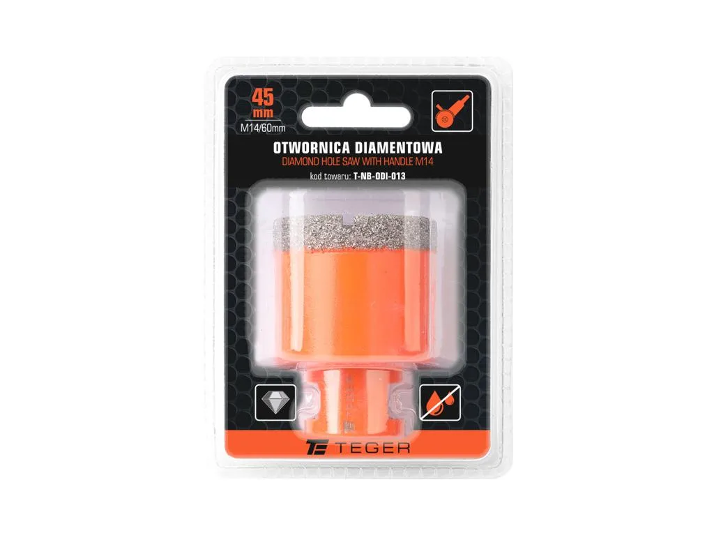 Otwornica diamentowa z uchwytem M14/45 mm / TEGER