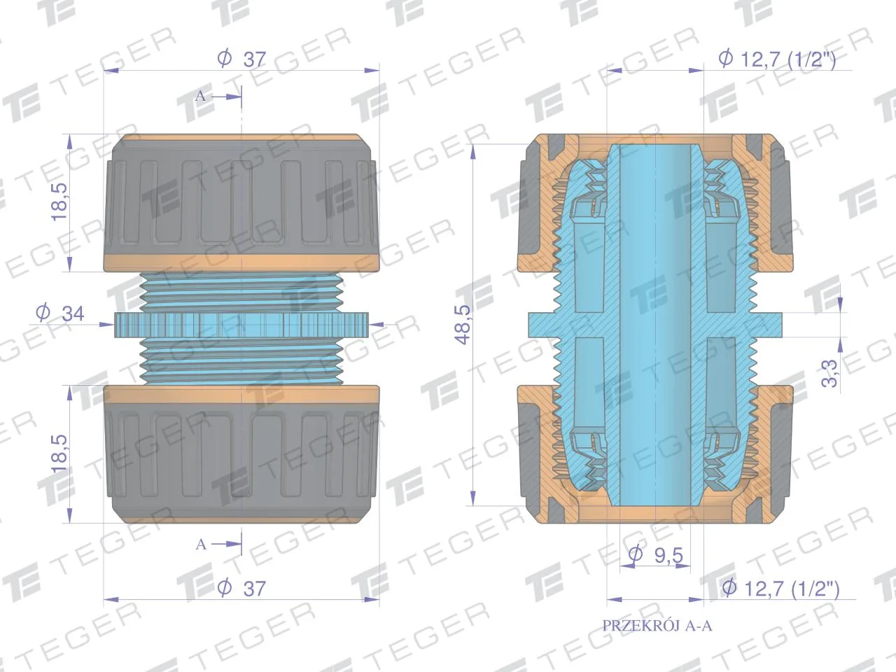 Łącznik węża 1/2" / TEGER - obrazek 4