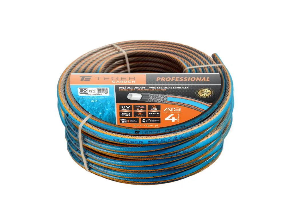 Wąż ogrodowy "PROFESSIONAL- EXTRA FLEX" FI 3/4". 50m / TEGER