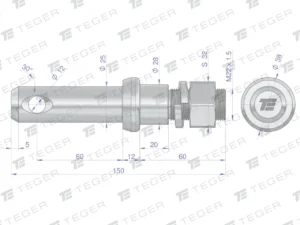 Sworzeń z gwintem T-SG25602240150 fi 25/60 mm M22x1.5/40 mm 150 mm TEGER