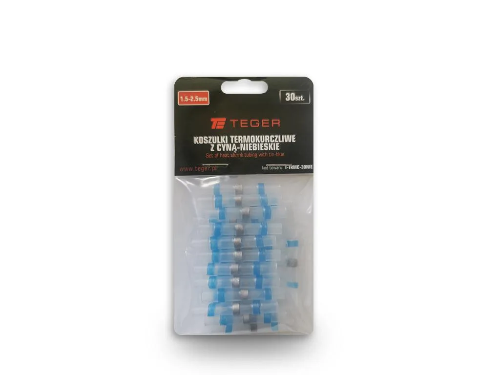 Zestaw koszulek termokurczliwych z cyną 1,5-2,5mm kolor niebieski TEGER