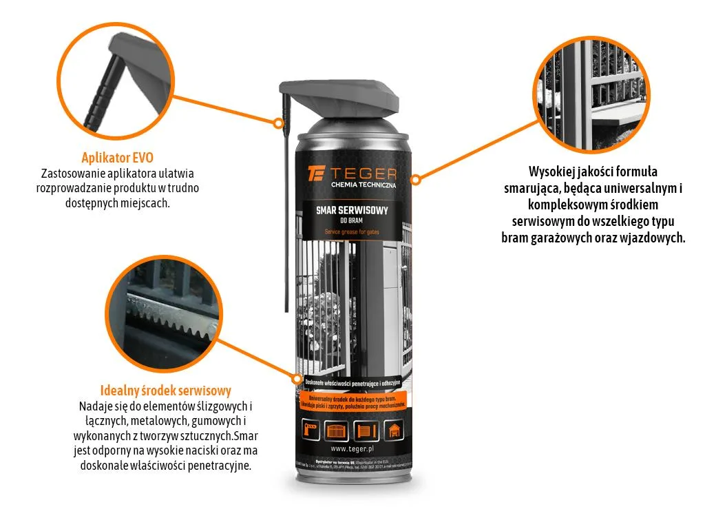 Smar serwisowy do bram z aplikatorem EVO 500 ml / TEGER - obrazek 2