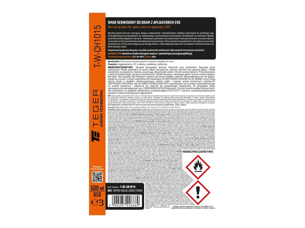 Smar serwisowy do bram z aplikatorem EVO 500 ml / TEGER - obrazek 3