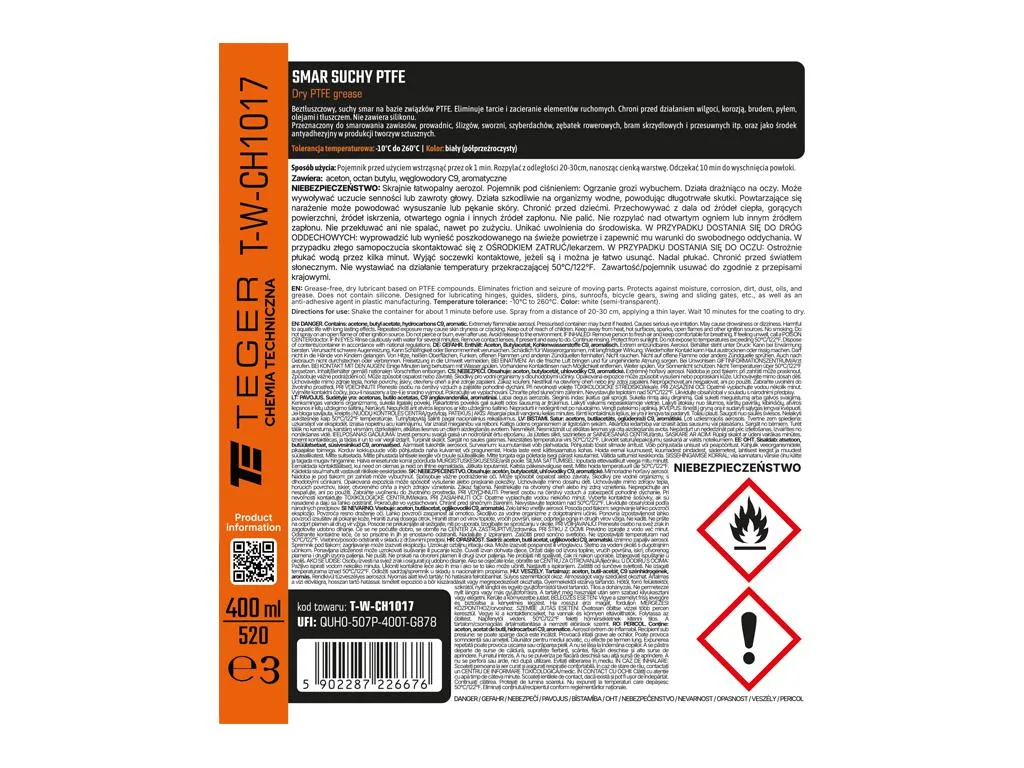 Smar suchy PTFE 400 ml / TEGER - obrazek 3