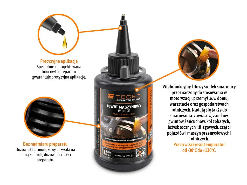 Towot maszynowy w tubce, 70 ml, Teger (Pakowane po 12 szt) - obrazek 2