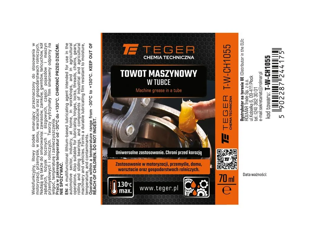 Towot maszynowy w tubce, 70 ml, Teger (Pakowane po 12 szt) - obrazek 3