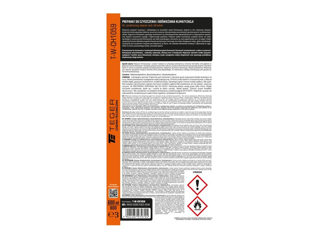Preparat do czyszczenia i odświeżania klimatyzacji, 600 ml, Teger - obrazek 3