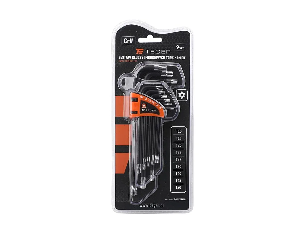Zestaw kluczy imbusowych, TORX T10-T50 - DŁUGIE 9szt, Teger - obrazek 3