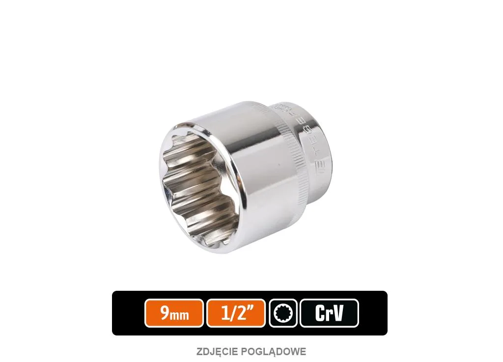 Klucz nasadowy 1/2" dwunastokątny 9 mm, CR-V, Teger