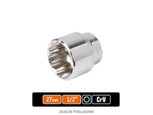 Klucz nasadowy 1/2" dwunastokątny 27 mm, CR-V, Teger