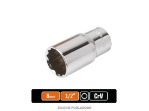 Klucz nasadowy 1/2" dwunastokątny długi 8 mm, CR-V, Teger