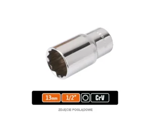 Klucz nasadowy 1/2" dwunastokątny długi 13 mm, CR-V, Teger
