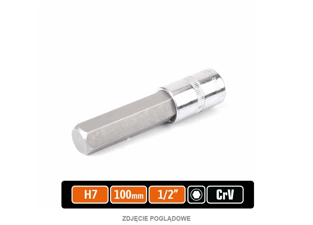 Klucz nasadowy 1/2" z bitem HEX H7x100 mm, S2/CR-V, Teger