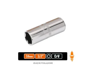 Klucz nasadowy 1/2" sześciokątny 16 mm - do świec, CR-V, Teger