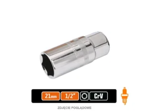 Klucz nasadowy 1/2" sześciokątny 21 mm - do świec, CR-V, Teger