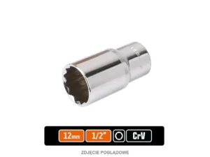Klucz nasadowy 1/2" sześciokątny długi 12 mm, CR-V, Teger