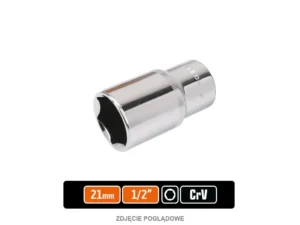 Klucz nasadowy 1/2" sześciokątny długi 21 mm, CR-V, Teger