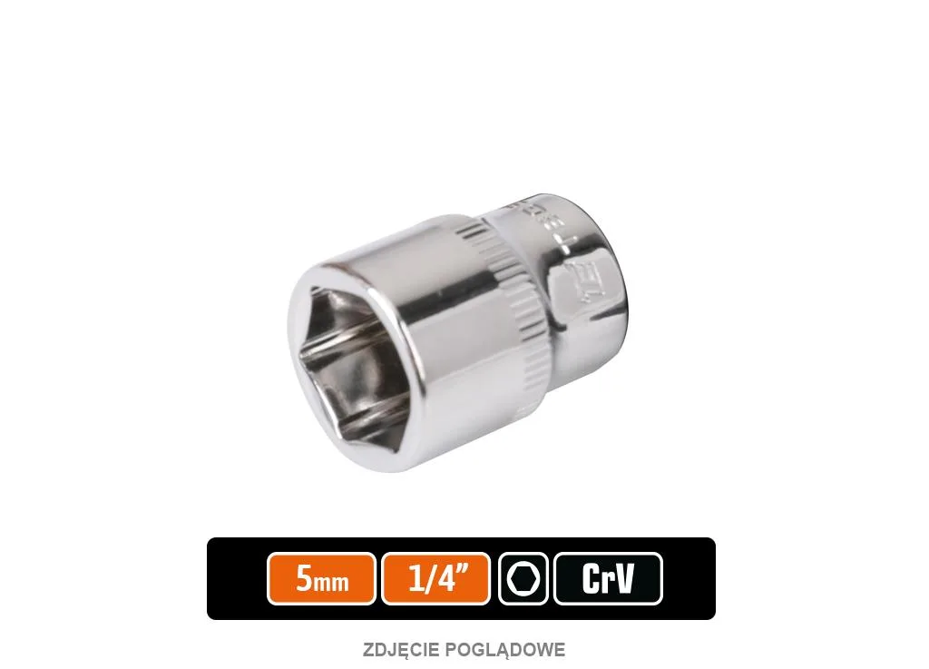 Klucz nasadowy 1/4" sześciokątny 5 mm, CR-V, Teger