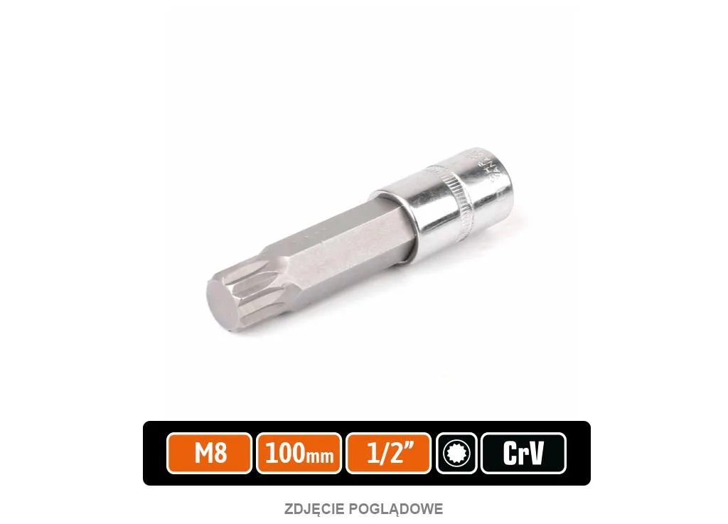 Klucz nasadowy 1/2" z bitem SPLINE M8x100 mm, S2/CR-V, Teger