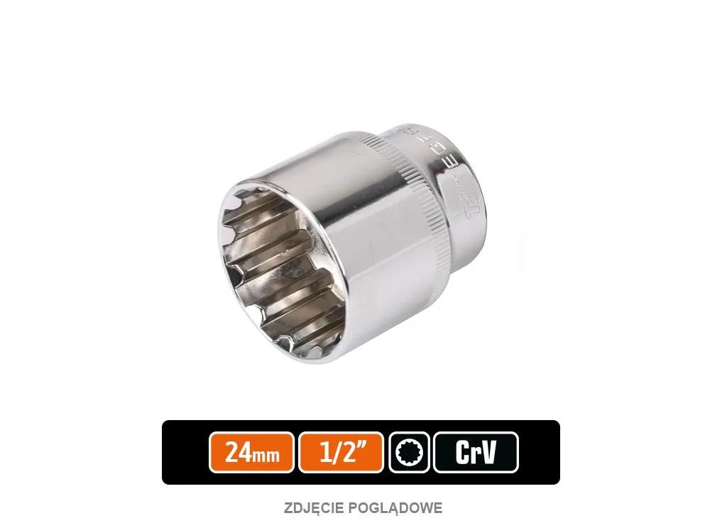 Klucz nasadowy 1/2" SPLINE 24 mm, CR-V, Teger