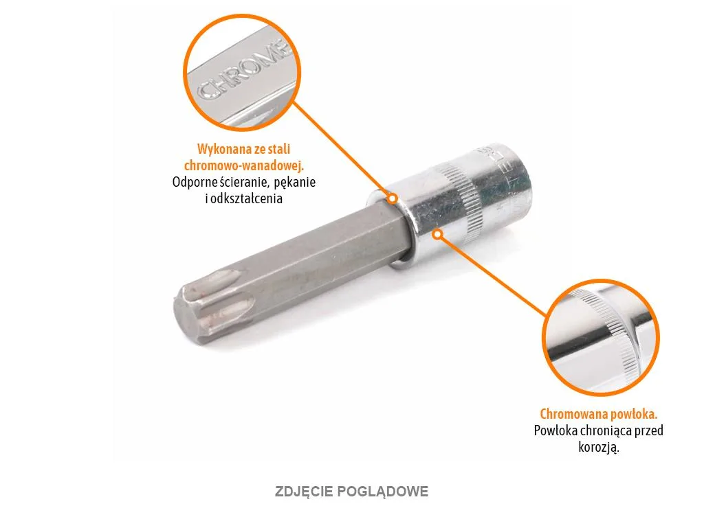 Klucz nasadowy 1/2" z bitem TORX T40x100 mm, S2/CR-V, Teger - obrazek 2