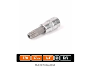 Klucz nasadowy 1/4" z bitem TORX T20x37 mm - z otworem, S2/CR-V, Teger