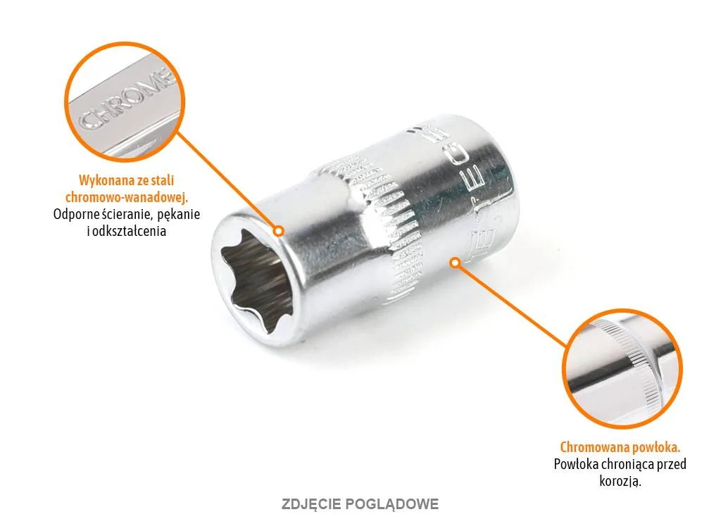 Klucz nasadowy 1/4" TORX E6, CR-V, Teger - obrazek 2