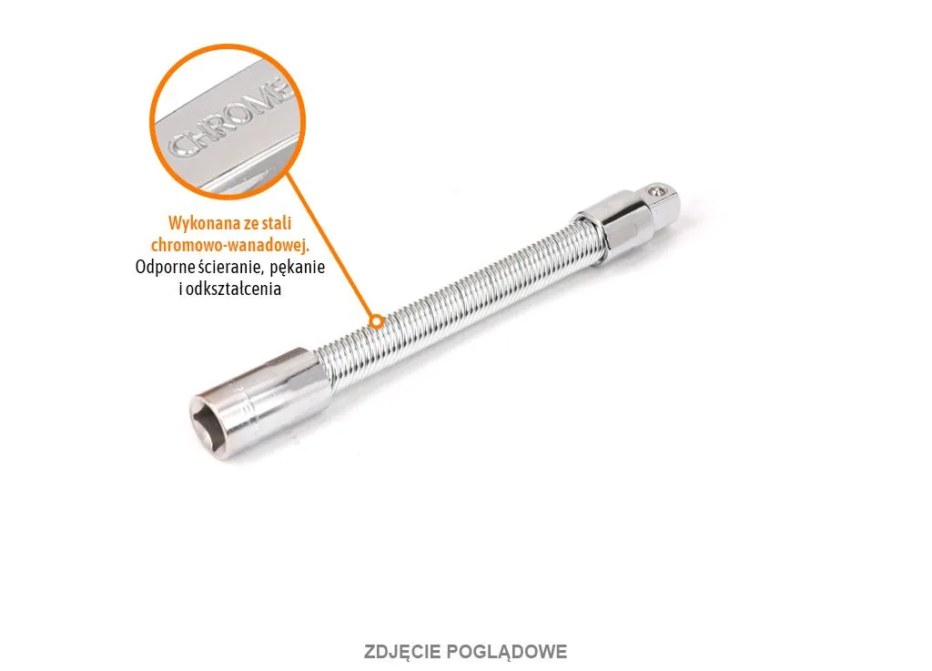 Przedłużka do nasadek 1/2" giętka 200 mm, CR-V, Teger - obrazek 2