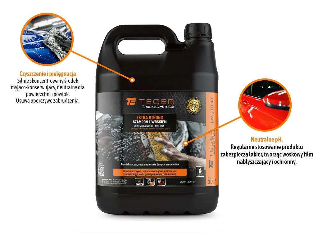 Szampon z woskiem do mycia karoserii - neutralny - EXTRA STRONG, 5l - koncentrat, TEGER - obrazek 2