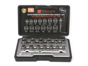 Zestaw nasadek do uszkodzonych śrub i nakrętek 15 szt - kute/ stal Cr-Mo / TEGER