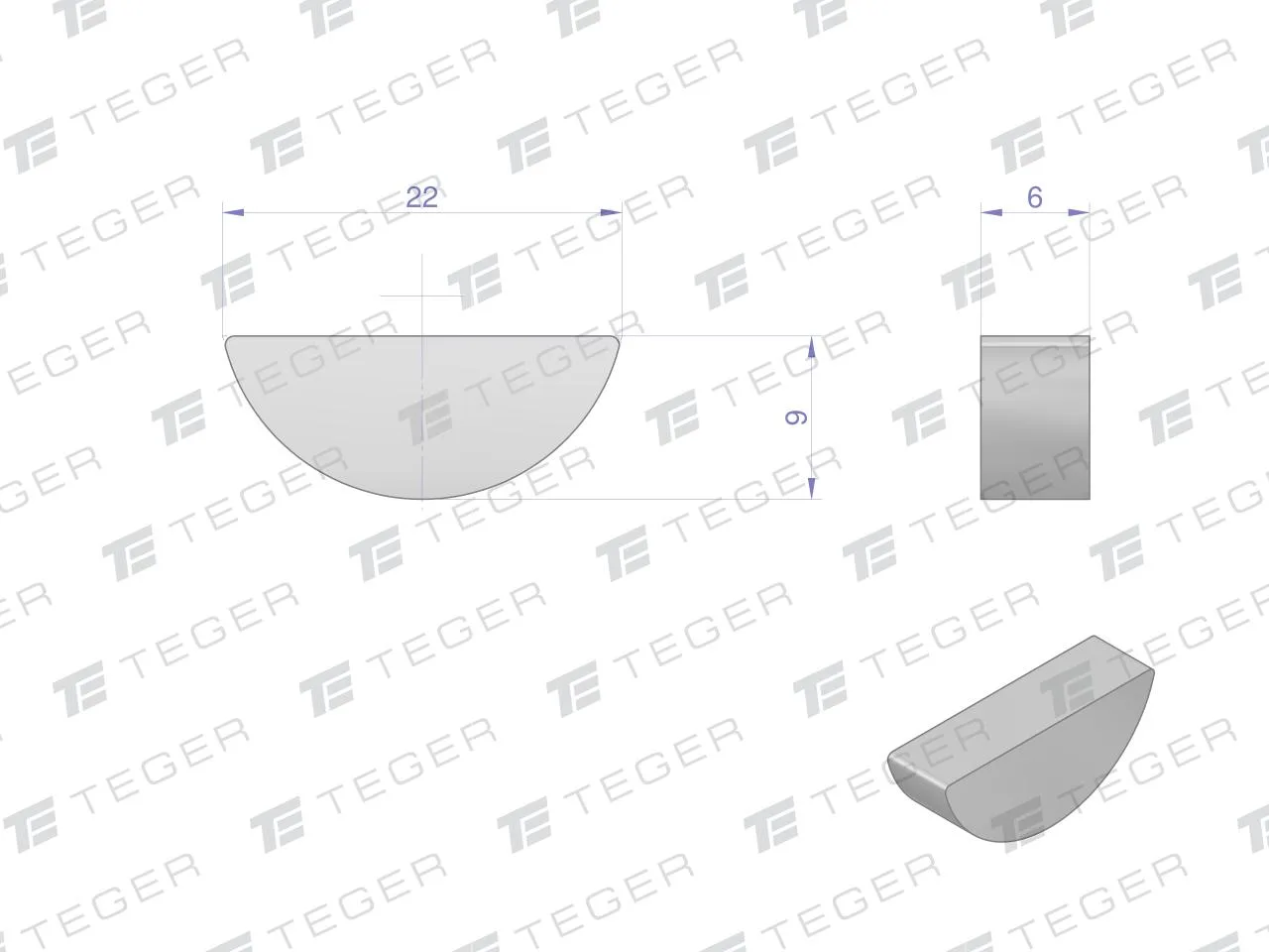 Wpust czółenkowy 6x9 TEGER, (sprzedawane po 10) - obrazek 2