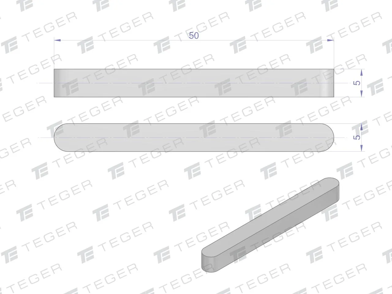 Wpust pryzmatyczny 5x5x50 TEGER, (sprzedawane po 10) - obrazek 2