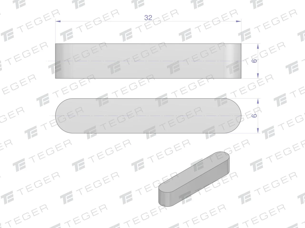 Wpust pryzmatyczny 6x6x32 TEGER, (sprzedawane po 10) - obrazek 2