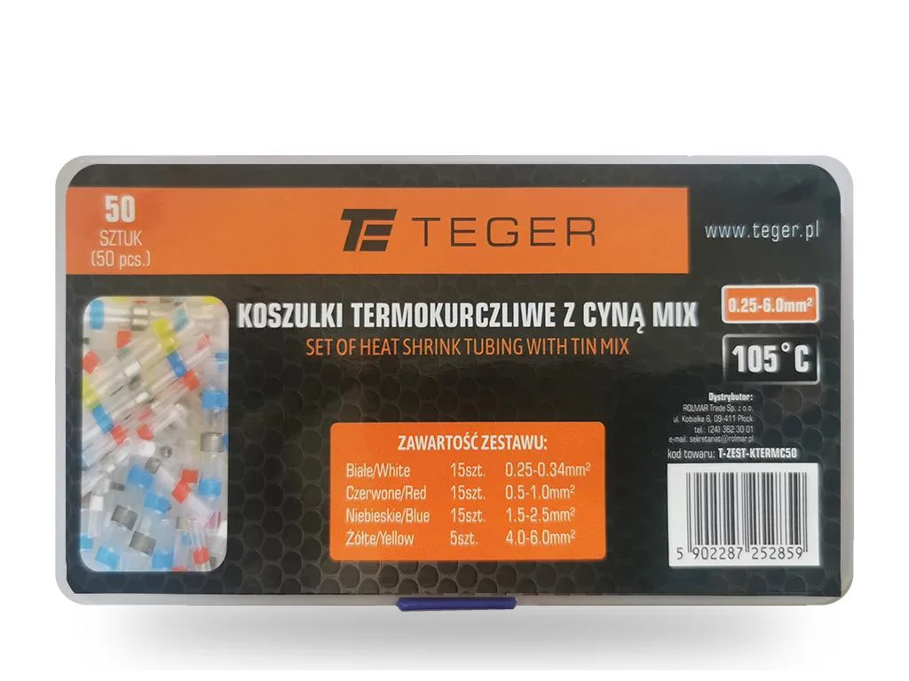 Zestaw koszulek termokurczliwych z cyną MIX 50 szt. TEGER