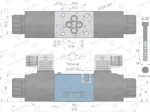Rozdzielacz (elektrozawór CETOP 3 NG6) 3-pozycyjny 50L suwak "E" (cewki x2) 24V VOIMA