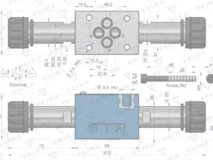 Rozdzielacz (elektrozawór CETOP 3 NG6) 3-pozycyjny 50L suwak "G" VOIMA
