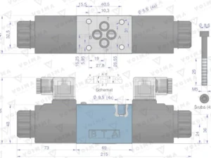 Rozdzielacz (elektrozawór CETOP 3 NG6) 3-pozycyjny 50L suwak "J" (cewki x2) 12V VOIMA