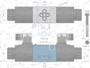 Rozdzielacz (elektrozawór CETOP 3 NG6) 3-pozycyjny 50L suwak "J" (cewki x2) 230V VOIMA