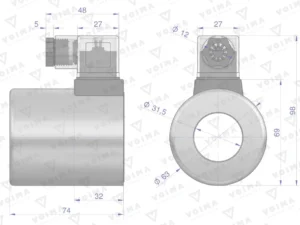 Cewka dzielnika elektrozaworu V-DVS-80L-1/2 12V DC VOIMA