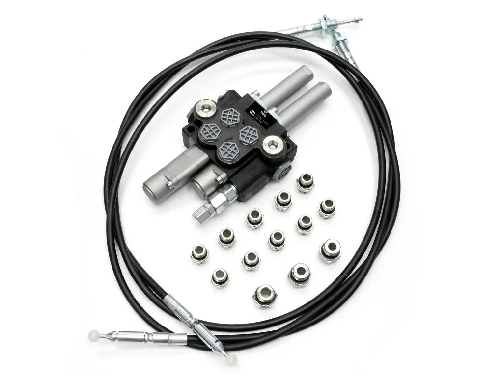 Zestaw (1 sekcja pływająca) do Ładowacz TUR -Rozdzielacz 40L 2-sekcyjny + Elektrozawór + Joystick z przyciskiem + Elementy złączne + Linki na kulkę 2000mm VOIMA - obrazek 3