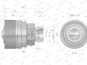 Zawór wtyczka ZSR (50490030) M22x1.5 skręcane VOIMA